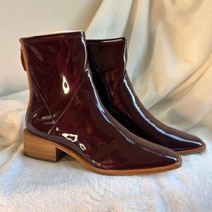Paolo Glossy Burgundy Patent Ankle Boots